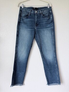 3x1 NYC Straight Leg Jeans 29 Mid Rise Blue Raw Frayed Hem Made USA